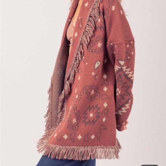 Rust Teddy Jacket with Fringe Detailing - Picture 8 of 11
